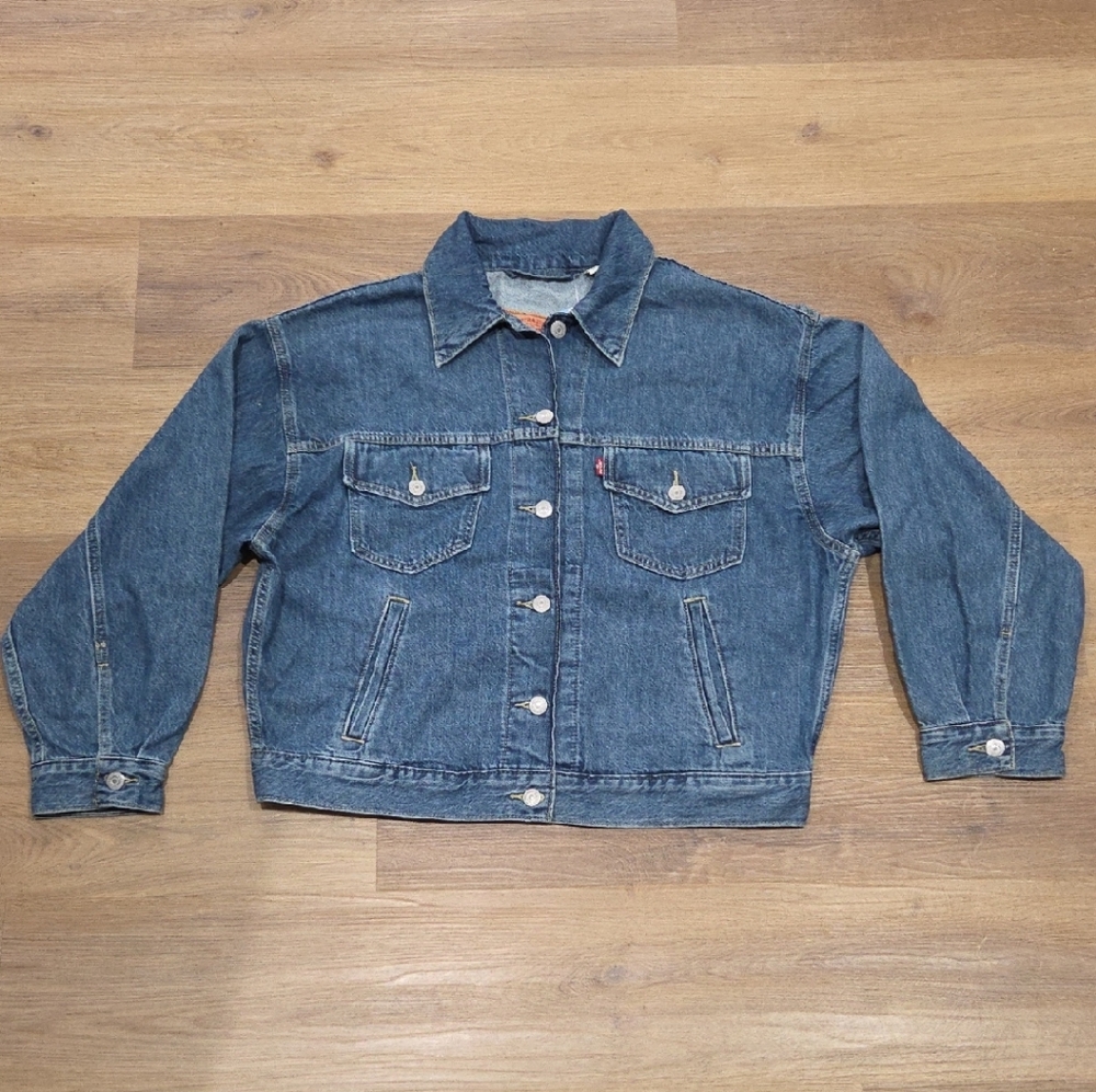 Levi Strauss Denim Blue Jean Jacket Women's Size Medium Button Up